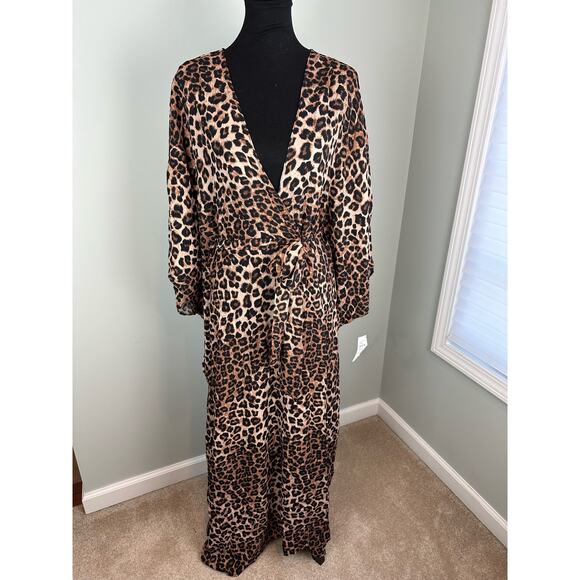 NWT Good American Goddess Robe Swim Cover Up in Leopard- OS